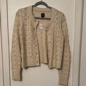 GAP cream Pointelle Sweater Cardigan